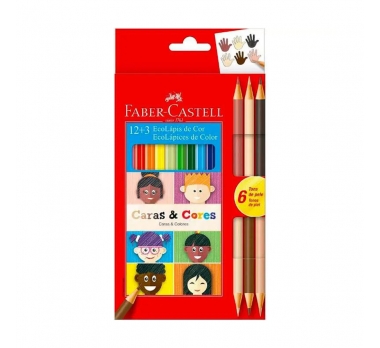 LAPIS DE COR 12 CORES + 3 CORES TONS DE PELE FABER CASTELL