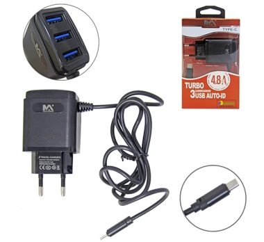 CARREGADOR CELULAR TIPO C 3 SAIDAS USB