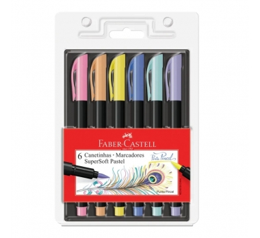 CANETA HIDROGRAFICA SUPERSOFT BRUSH PASTEL C/6 FABER CASTELL