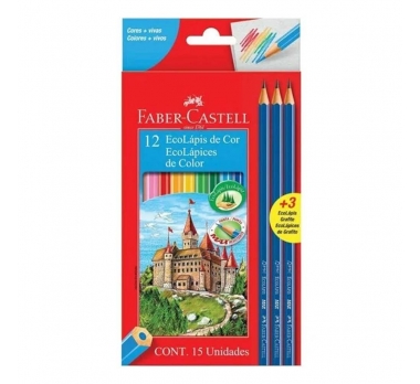 ECOLAPIS 12 CORES + 3 LÁPIS GRAFITE FABER CASTELL