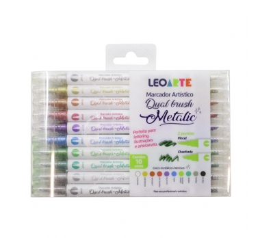 MARCADOR DUAL BRUSH METALIC 10 CORES