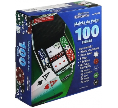 MALETA DE POKER C/100 FICHAS WESTERN