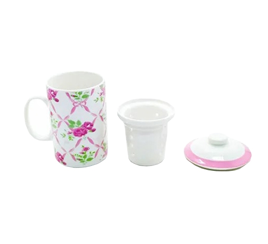 CANECA FLORAL ROSA 310ML