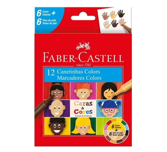 CANETINHAS CARAS E CORES 12 CORES FABER CASTELL