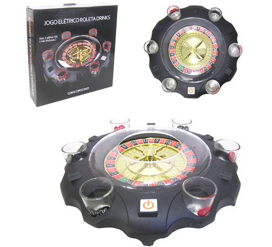 JOGO DE SHOT ROLETA/RODA C/6 COPOS VIDRO 25ML
