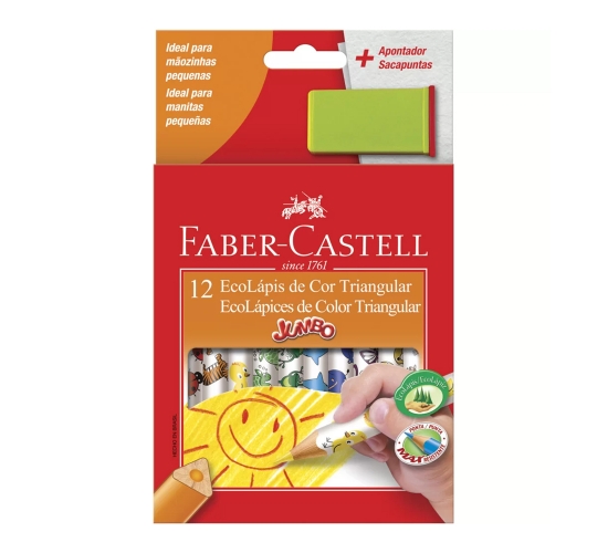 ECOLAPIS JUMBO TRINAGULAR 12 CORES FABER CASTELL