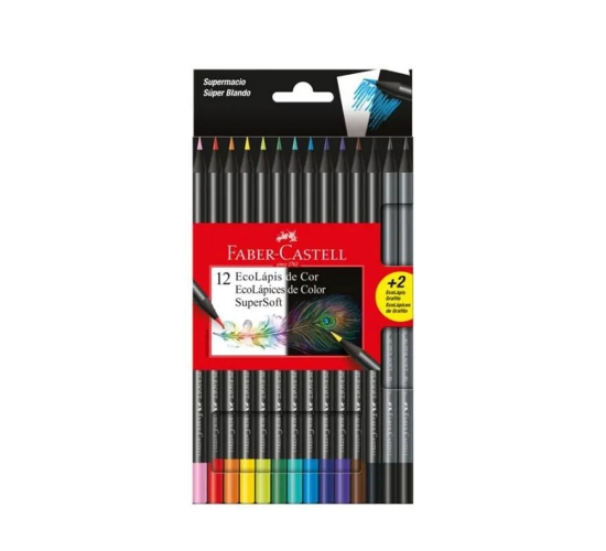 LAPIS COR ECOLAPIS 12+2 GRAFITE FABER CASTELL