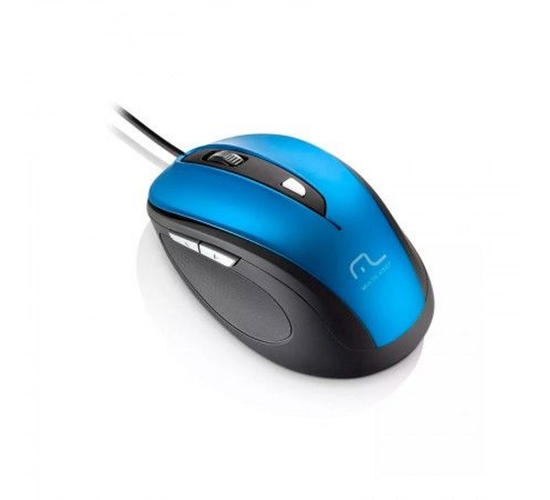 MOUSE C/FIO CONFORT USB PRETO/AZUL USB C/6 BOTOES