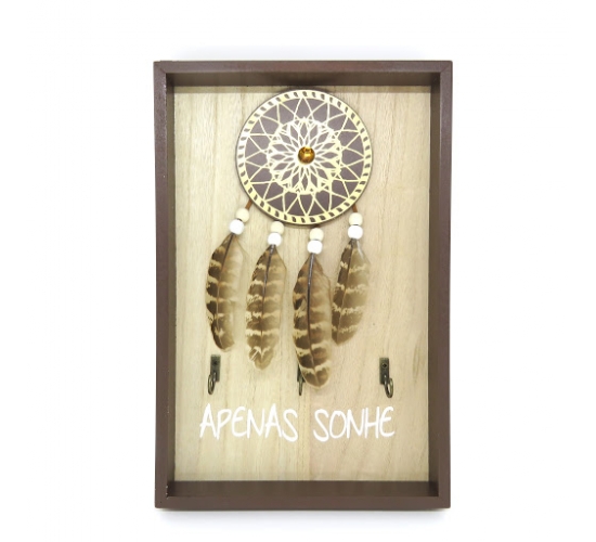 ENFEITE PORTA CHAVE MDF PENAS/DIZERES