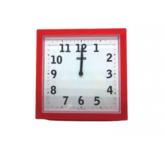 RELOGIO PAREDE QUADRADO VERMELHO AMBIENTE