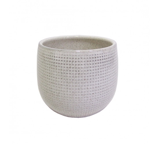 VASO DE PORCELANA REDONDO RELEVO 10,5X12,5CM DE Ø