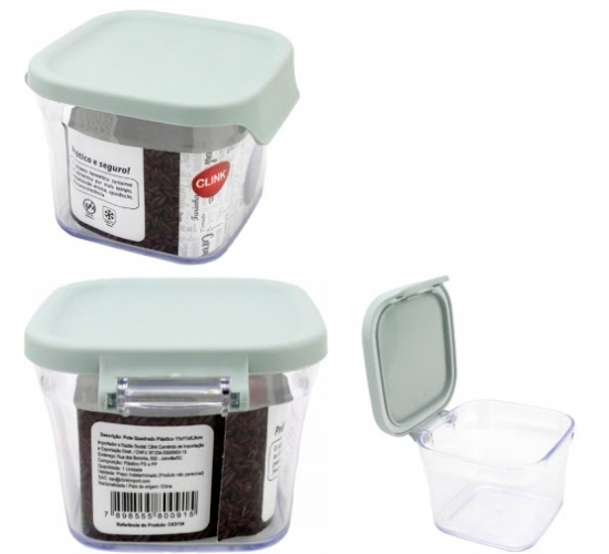 POTE QUADRADO PLASTICO 500ML CLINK