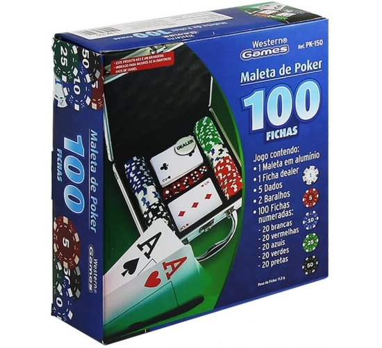 MALETA DE POKER C/100 FICHAS WESTERN